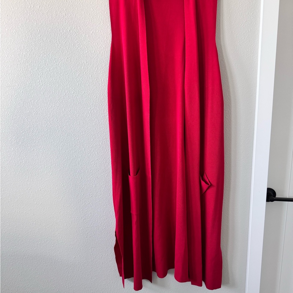 Vibrant Red Sleeveless cardigan